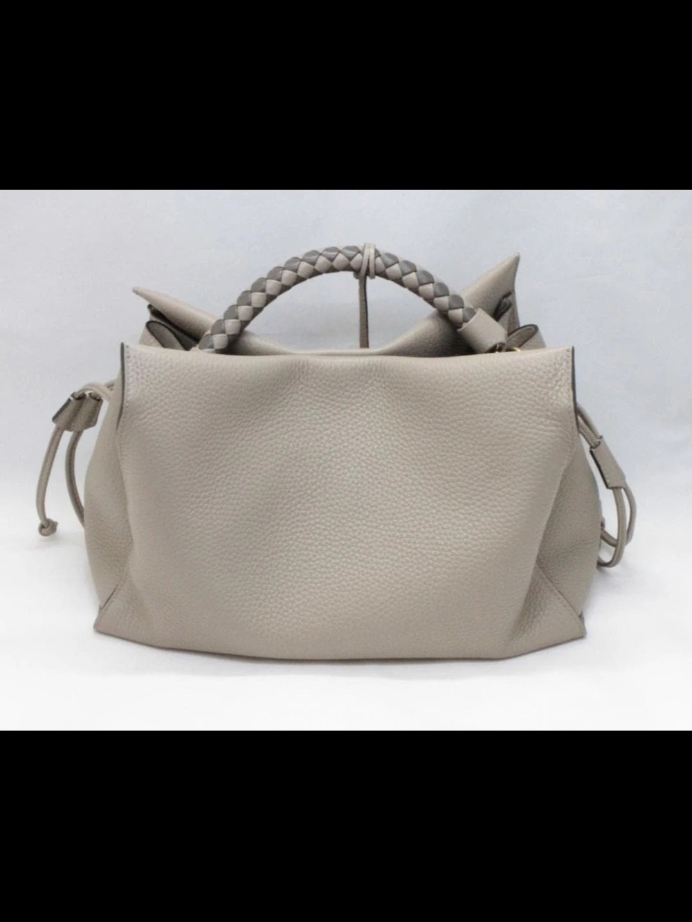 Mulberry Pebble-Grain Taupe Satchel with Braided Handle and Gold Hardware - Picture 5 of 13